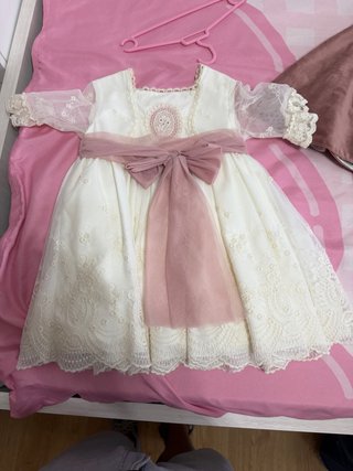 Vestido de fiesta niña blanco y rosa 4años