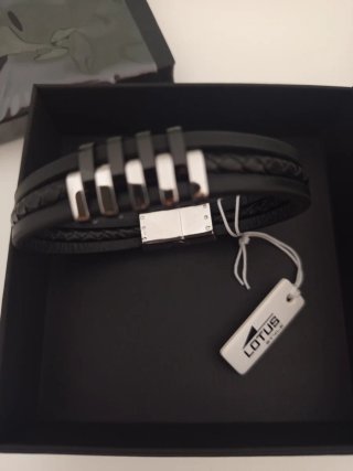 Pulsera Lotus Style Hombre Negra y Plateada