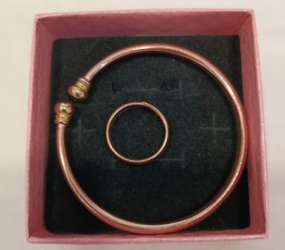 Conjunto de Pulsera y Anillo de Cobre