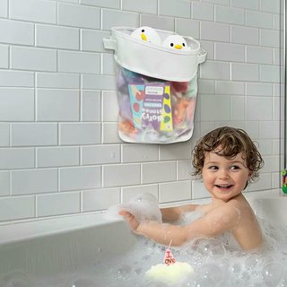 Bolsa organizadora juguetes baño bebé blanca