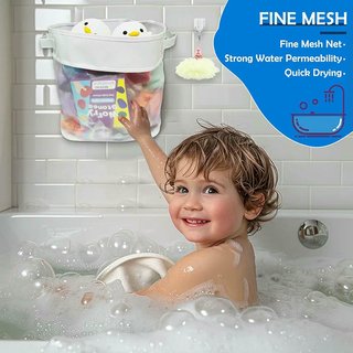 Bolsa organizadora juguetes baño bebé blanca