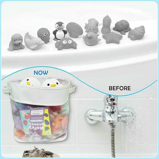 Bolsa organizadora juguetes baño bebé blanca