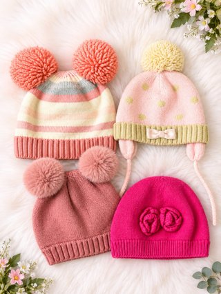 Gorros invierno bebé pompón