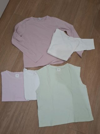 Lote 5 camisetas Zara colores pastel