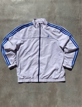 Chaqueta Adidas Vintage Blanca Azul Talla L