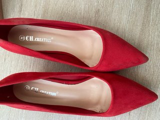 Zapatos Rojos de Tacón Medio Talla 41