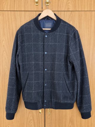 Chaqueta Zara Man cuadros bomber gris Talla L