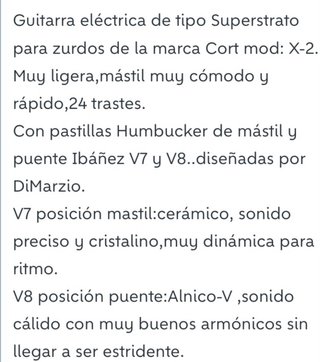 Guitarra Eléctrica Cort X-2 para Zurdos