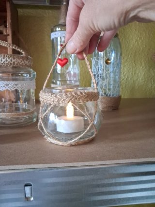 Portavela de Cristal Decorado