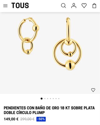 Pendientes Tous Baño Oro 18kt Plata Doble Círculo
