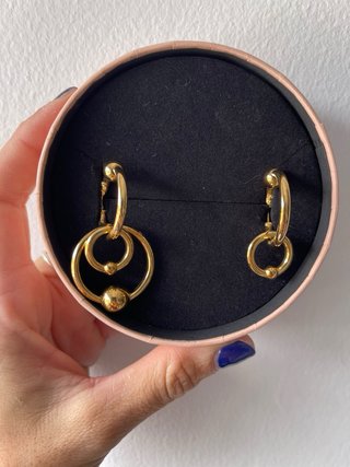 Pendientes Tous Baño Oro 18kt Plata Doble Círculo