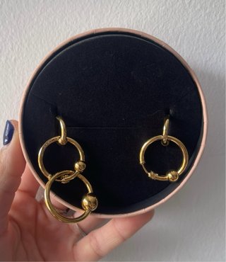 Pendientes Tous Baño Oro 18kt Plata Doble Círculo