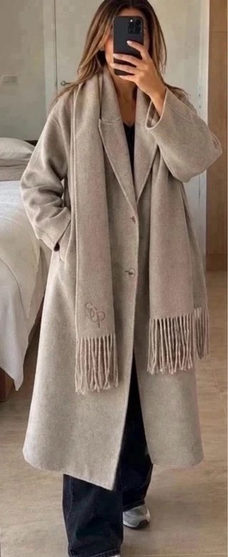 Abrigo Scalpers Handmade Beige Talla Única + Bufan
