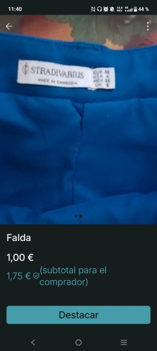 Falda Stradivarius azul talla S
