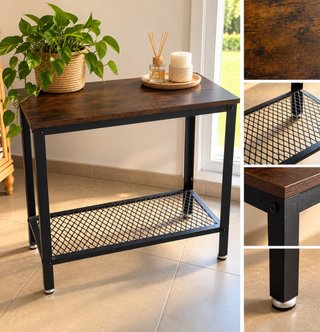 Mesa auxiliar madera y metal