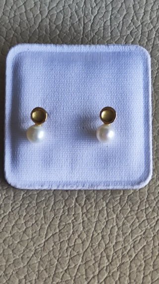 Pendientes bebé oro y perla nuevos
