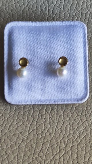 Pendientes bebé oro y perla nuevos