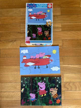 2x puzzles madera Peppa Pig 16 piezas cada uno