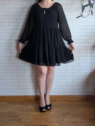 Vestido negro plumeti Easy Wear - talla XL