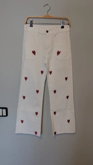 Pantalón blanco con corazones Minueto NUEVO