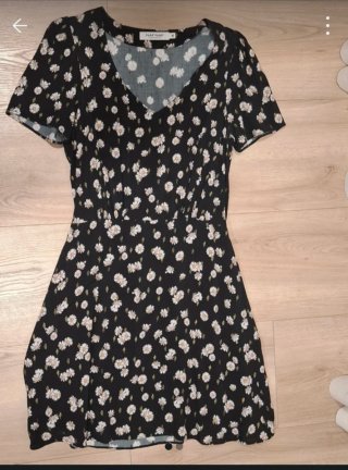 Vestido Naf Naf T.36 floral negro