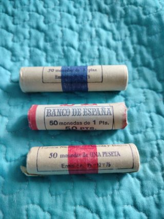 3 Rollos de 50 Monedas de 1 Peseta (1975)
