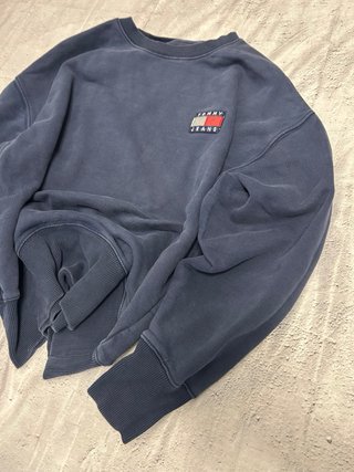 Sudadera Tommy Jeans Azul Logo Retro Style Vintage