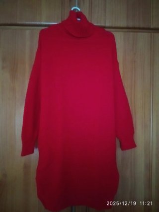 Vestido de lana rojo cuello alto talla única