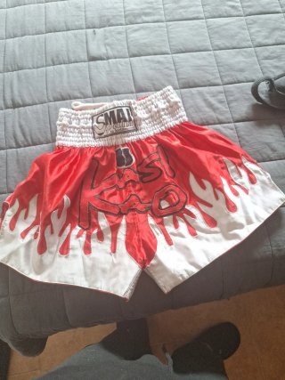 Pantalones de boxeo Smai rojos y blancos