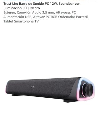 Barra de Sonido Trust Liro PC 12W LED RGB