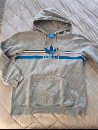 Sudadera Adidas Retro Gris y Azul