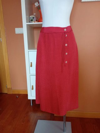 Falda larga roja de Mango