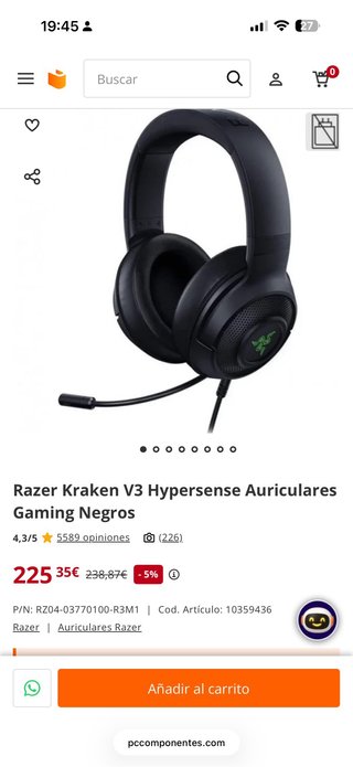 Razer Kraken V3 Hypersense Auriculares