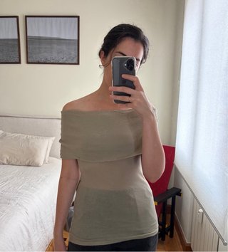 Top Massimo Dutti verde oliva Talla S 100% algodón