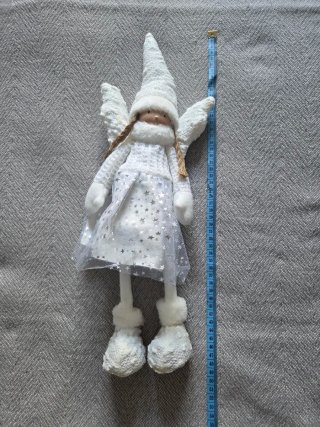 Muñeco Ángel Decoración Navidad Blanco y plateado