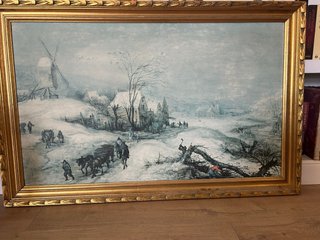 Cuadro al óleo paisaje invernal