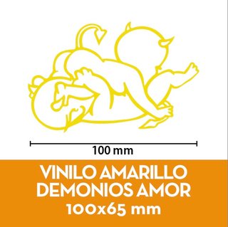 Vinilo demonios amor AMARILLO 100x65 mm.