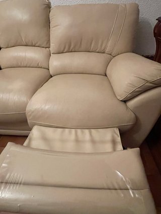 Sofá de Piel Beige 3 Plazas Relax