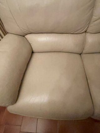 Sofá de Piel Beige 3 Plazas Relax