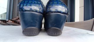 Zapatos cuña calados Pitillos T-38. Azul marino