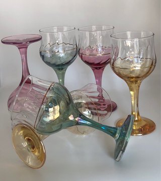 Servizio 6 Calici Vino Vintage Arlecchino Anni 80