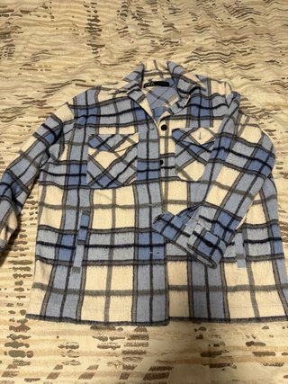Chaqueta Zara cuadros azul y blanco mujer