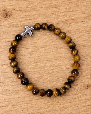 Pulsera Ojo de Tigre con Cruz