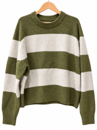 Jersey de rayas verde oliva y beige