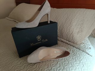 Zapatos Salón Ante Gris Massimo Dutti Talla 37