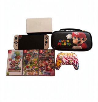 Nintendo Switch OLED Blanca + 4Juegos y Mando PRO