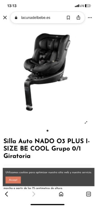 Silla Auto Nado O3 Plus I-Size Be Cool