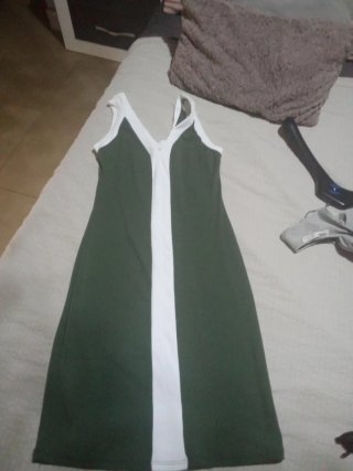 Vestido Mujer Talla Única Verde y Blanco