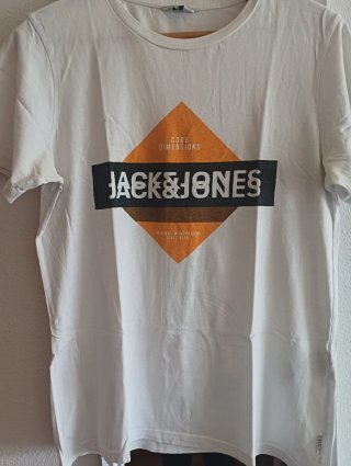 Camiseta Jack & Jones blanca con estampado naranja