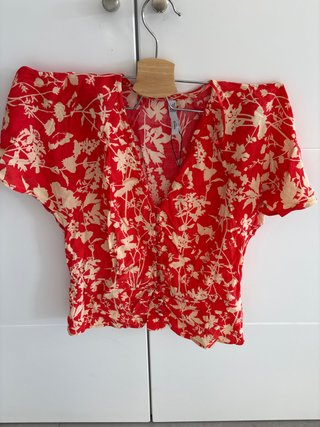Blusa Estampada Mango Roja Talla S